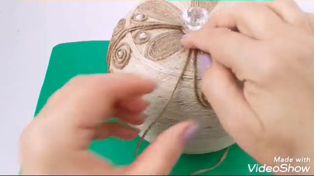 Декор круглого органайзера, джутовой нитью. смотреть онлайн
