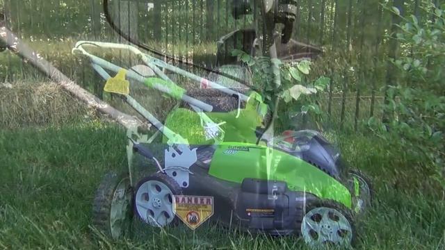 Greenwork 40 Volt Lithium Ion Rechargeable 19 inch Lawnmower смотреть онлайн