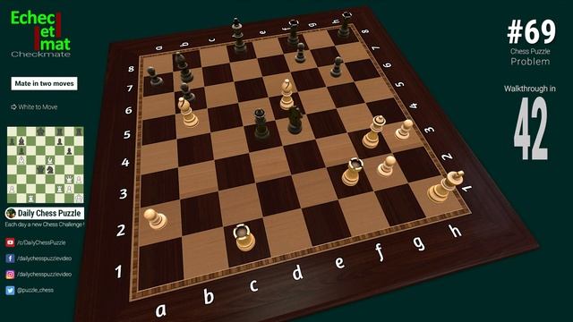 #69 Daily Chess Puzzle [mate in 2 moves] Problem with 3D solution | Checkmate смотреть онлайн