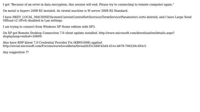 RDP data encryption error смотреть онлайн