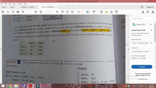 CBSE | CLASS XII | CH-2 PYTHON PANDAS -2 | ITERATE OVER DATAFRAME(PART-2) смотреть онлайн