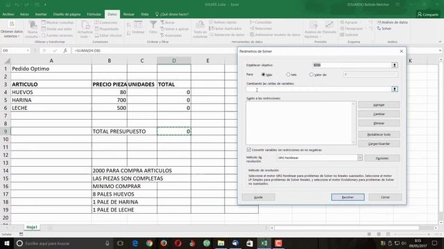 CURSO DE EXCEL 2016 DESDE CERO LECCION 26 ANALISIS DE DATOS, SOLVER 2 смотреть онлайн