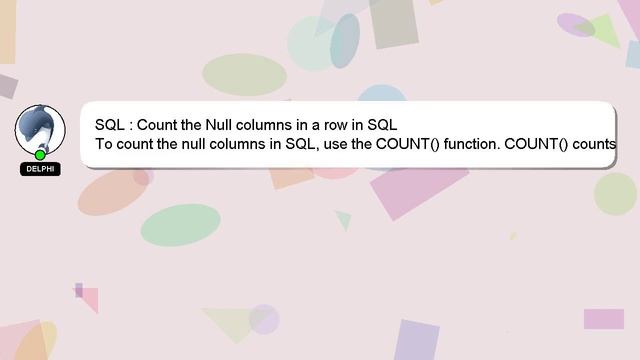 SQL : Count the Null columns in a row in SQL смотреть онлайн