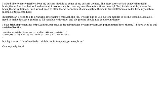 Drupal: How to pass variable from module to other theme? смотреть онлайн