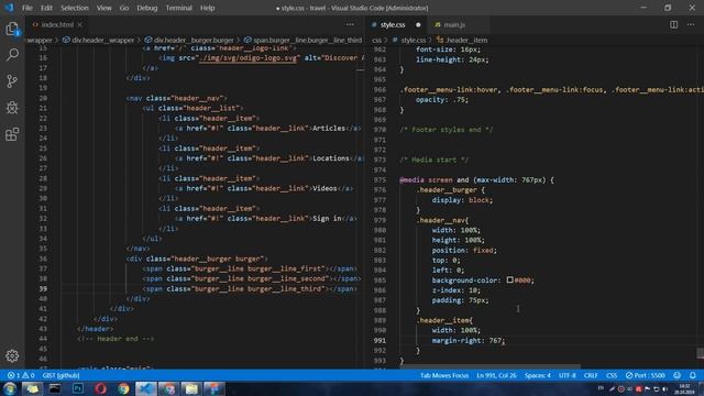 Верстка сайта с нуля из Figma для начинающих #7 - адаптируем меню смотреть онлайн