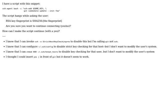 How can I suppress host key checking with ssh-agent? смотреть онлайн