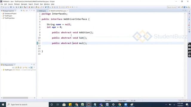Interface in Java || Implementation of Selenium Webdriver interface || StudentBuzz смотреть онлайн