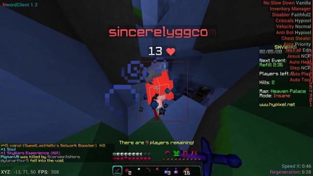 Remix Client 1.6.1 (Hypixel Skywars) смотреть онлайн