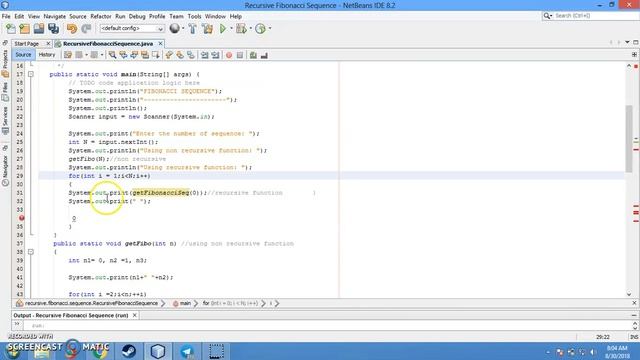 Fibonacci Sequence Using Non Recursive and Recursive Function(Java) смотреть онлайн