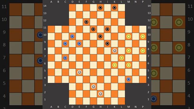 Русские четверные шашки (Four-player draughts) смотреть онлайн