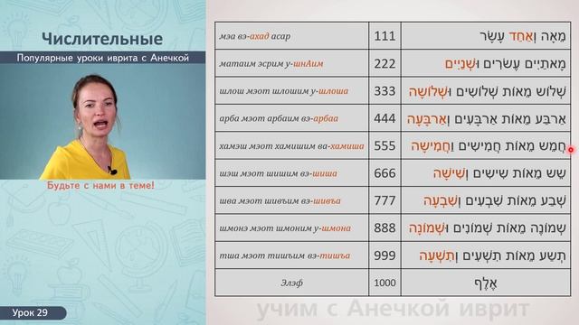 №29 ЧИСЛИТЕЛЬНЫЕ МУЖСКОГО РОДА В ИВРИТЕ║СЧЕТ НА ИВРИТЕ 1-100║ЧИСЛА НА ИВРИТЕ║ЦИФРЫ НА ИВРИТЕ смотреть онлайн