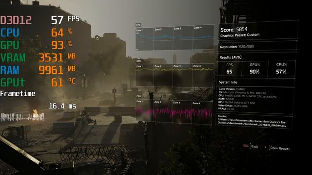 GeForce GTX 1650 -- Intel Core i5-9400F -- Tom Clancy's The Division 2 Benchmark смотреть онлайн