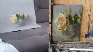 Роза в бокале. живопись маслом.