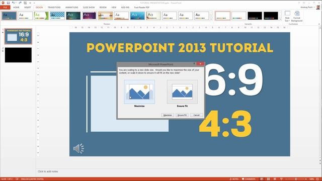 PowerPoint 2013 | Change Aspect Ratio between 4:3 and 16:9 slide size смотреть онлайн