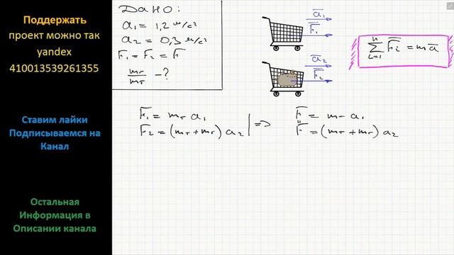 Физика Некоторая сила сообщает пустой тележке ускорение 1,2 м/с2, а нагруженной – ускорение 0,3 м/с смотреть онлайн
