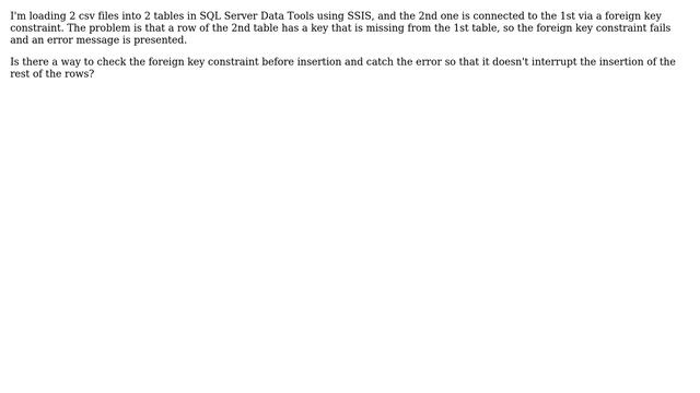 Databases: SSIS Failed foreign key constraint смотреть онлайн