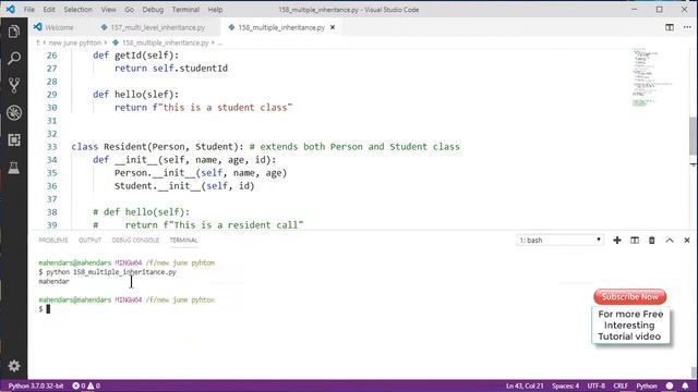 #158 Multiple inheritances in OOP python // Complete Python tutorial(2020) смотреть онлайн