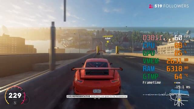 GeForce GTX 1660 ti -- Intel Core i5-6600K -- The Crew 2 FPS Test смотреть онлайн