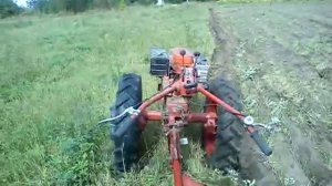 Мотоблок МТЗ пашет целину сам.