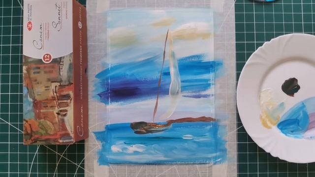 КАК НАРИСОВАТЬ КОРАБЛИК ГУАШЬЮ /gouache drawing смотреть онлайн