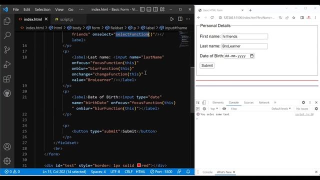 form event in javascript part2 | how to handle form event in javascript #formevent #domevent #js смотреть онлайн