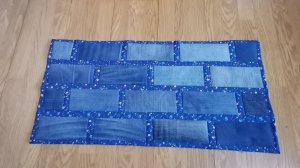 Коврик из старых джинсов. Кирпичики.