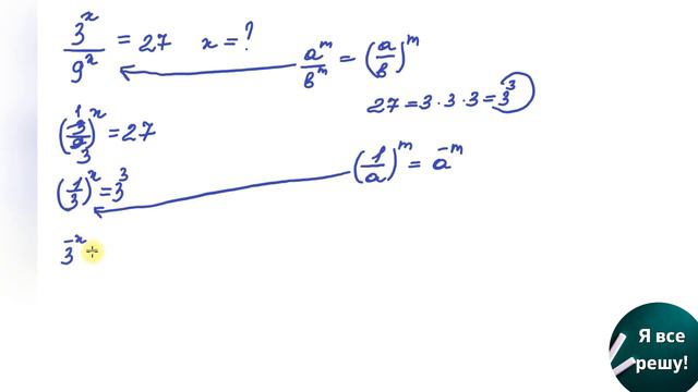 Найдите Х в показательном уравнении и сделайте проверку решения. Показательное уравнение по алгебре смотреть онлайн