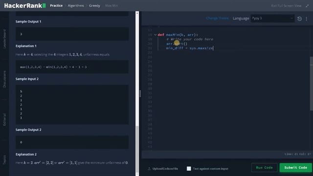 188 - Max Min | Greedy | Hackerrank Solution | Python смотреть онлайн
