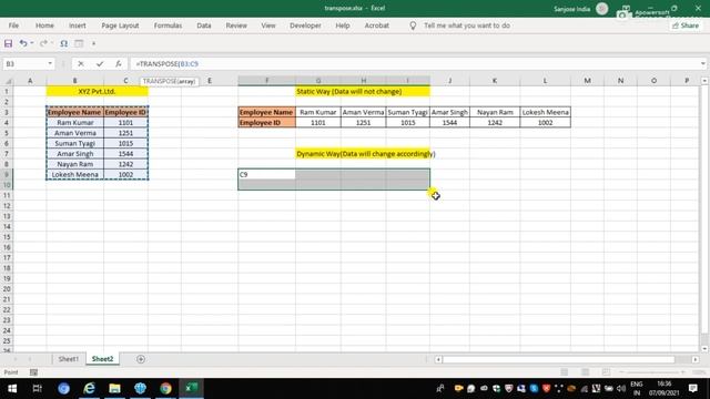 Transpose in Excel(Dynamic)| Convert Rows To Columns | Horizontal to Vertical #transpose,#excel смотреть онлайн