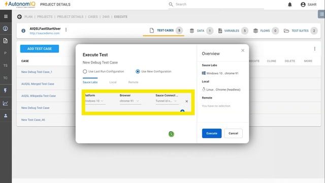 Low code test automation - how to execute a test case in AutonomIQ | Sauce Labs low code testing смотреть онлайн
