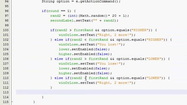 Java GUI Tutorial 26 - Higher/Lower guessing game (Part 3 of 4) смотреть онлайн
