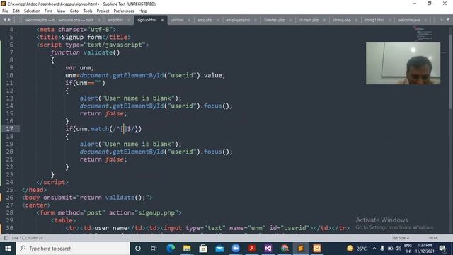 PHP WORKSHOP(VALIDATION IN SIGNUP FORM)FOR BCA 2ND YEAR PPU,12-11-21 смотреть онлайн