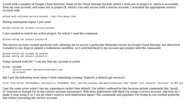 Kubernetes and gcloud: how to stop using service account? смотреть онлайн