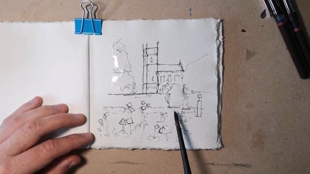 BEGINNERS SKETCH TUTORIAL - a 10 minute sketching challenge - pen and watercolour sketching tutoria смотреть онлайн
