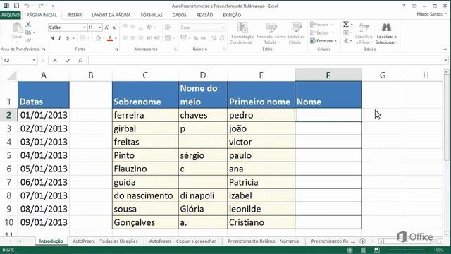 AutoPreenchimento e Preenchimento Relampago no Excel 2013 смотреть онлайн