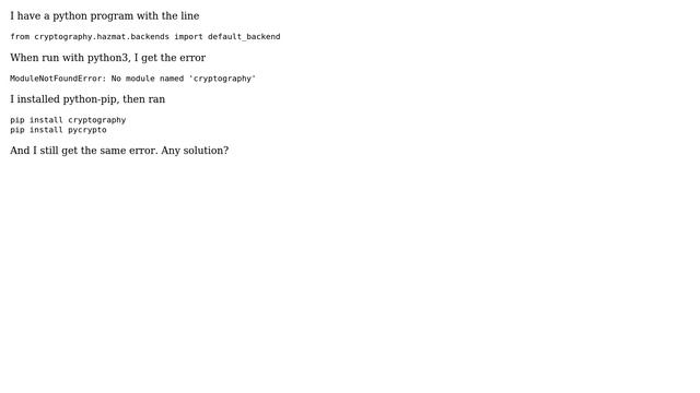 Ubuntu: Unable to install python cryptography module смотреть онлайн