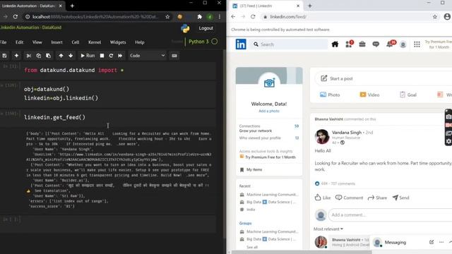 LinkedIn Feed Scraper | LinkedIn Automation - Python,DataKund смотреть онлайн