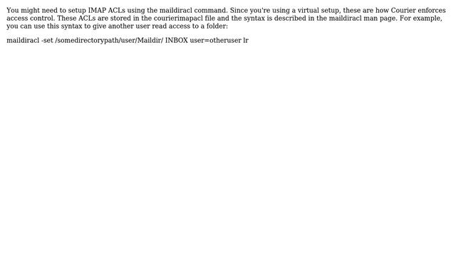 DevOps & SysAdmins: courier-imap w mysql : share a folder between 2 virtual users on debian смотреть онлайн