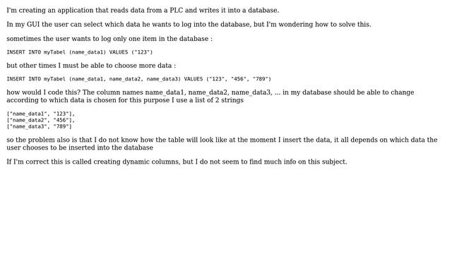 insert dynamic columns in SQL database смотреть онлайн