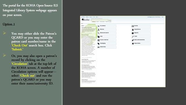 Koha open source ILS integrated library system/Logging in and opening a patron record смотреть онлайн