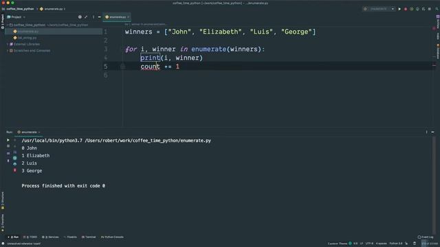 Enumerate function in Python | Coffee Time Python смотреть онлайн