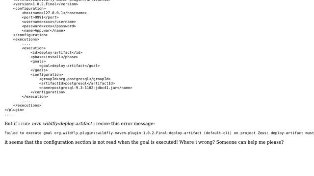 Wildfly Maven Plugin error: deploy-artifact must specify the artifactId смотреть онлайн