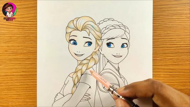 How to Draw ANNA & ELSA From Frozen Fever - Step by Step (Easy Way) | Colored Pencil Sketch смотреть онлайн