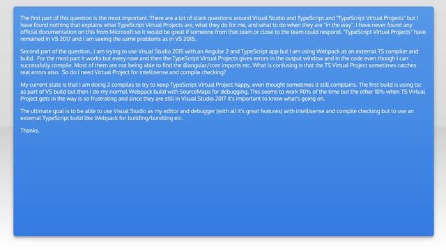 What is a Visual Studio TypeScript Virtual Project? And how can I get it out of my way if I'm co... смотреть онлайн