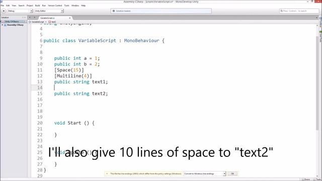 Unity C# Tutorial - Basics: Attributes - "Multiline" - Create a bigger textfield in the inspector смотреть онлайн