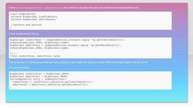 Java 8 Sum two object properties in one iteration смотреть онлайн