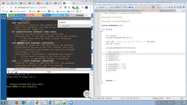 C++ ArrayListType Class Driver смотреть онлайн