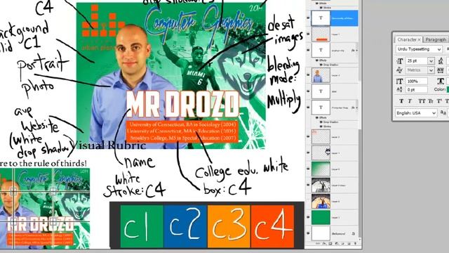 Using Color Scheme to design a Teacher Poster in Photoshop смотреть онлайн