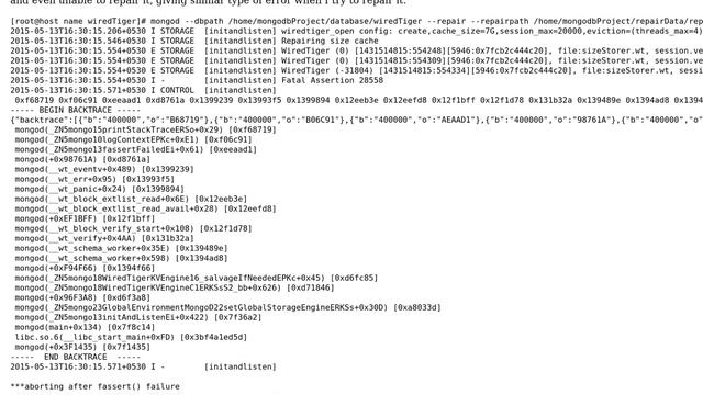 mongod start failed (monogdb 3.0.2, database storageEngine-wiredTiger) смотреть онлайн
