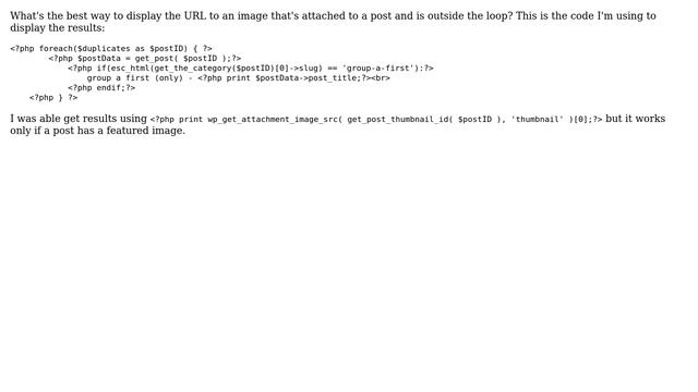 Wordpress: Get image attachment to a post outside the loop? смотреть онлайн
